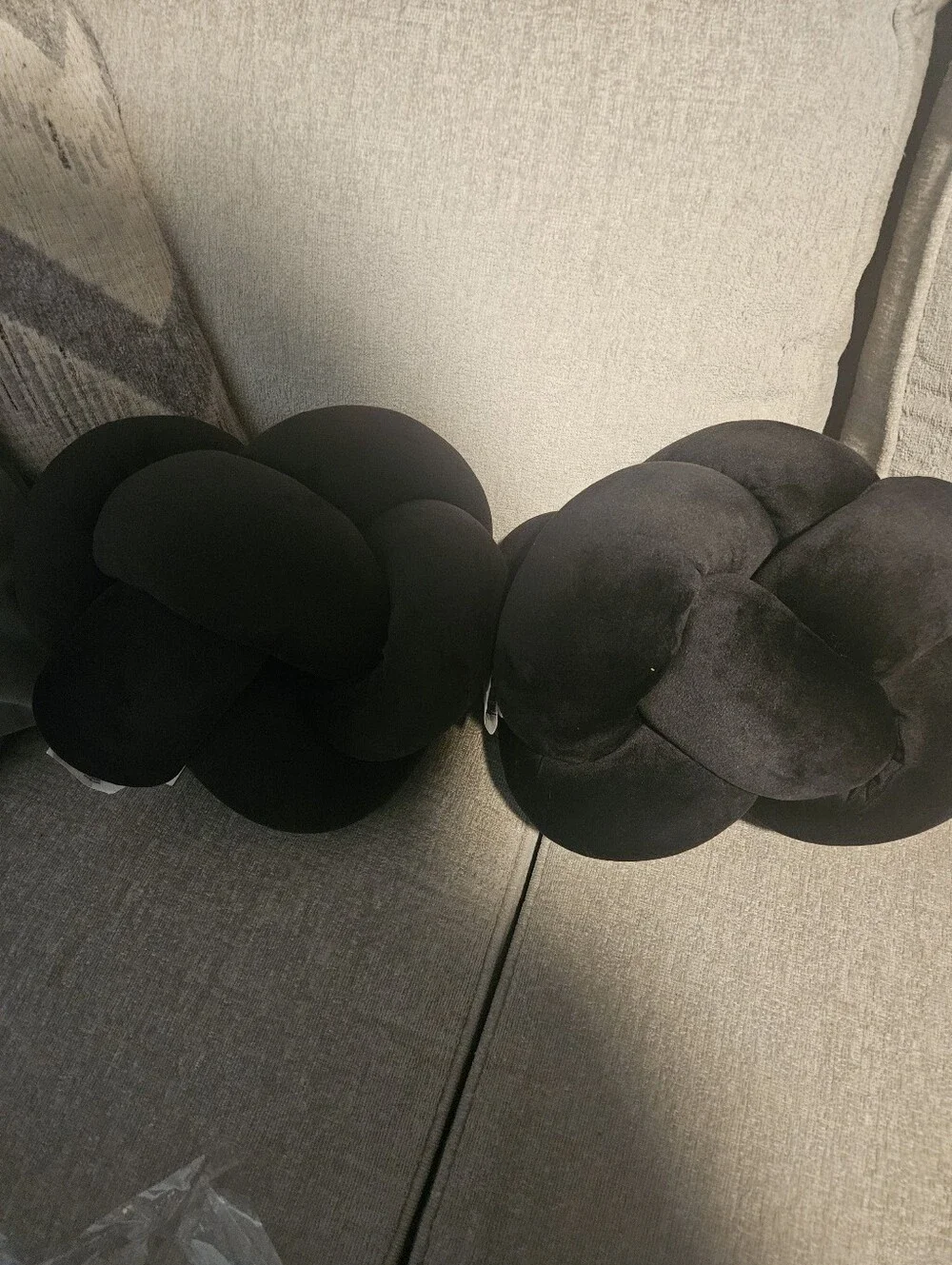 Set Of 2 Black Knot Cushion Pillow